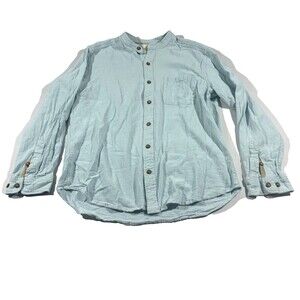 The Territory Ahead Shirt Mens Knit Blue Long Sleeve Cotton Button Down Sz L